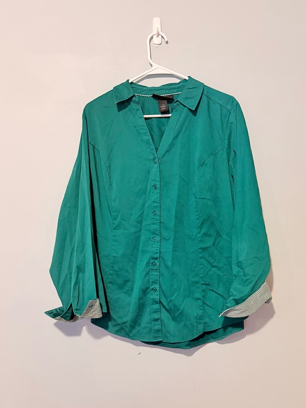 Lane Bryant Women's Teal Button-Up Shirt